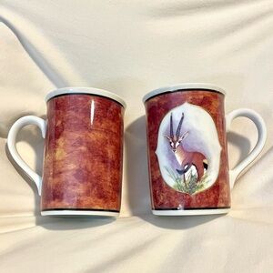 *VTG* (2) Lynn Chase Designs African Portraits GAZELLE ‘95 Cups - 24K Gold Trim